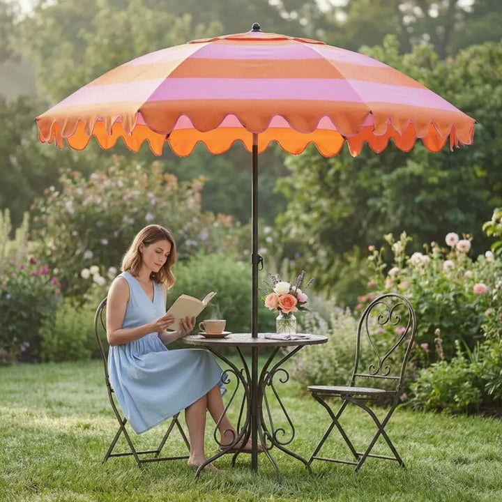 Kantelbare Parasol met Ruches Oranje 195 cm