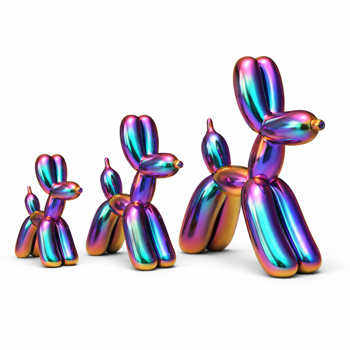 Balloon Hond Set van 3 Chroom – Hoogglans Design Beeld
