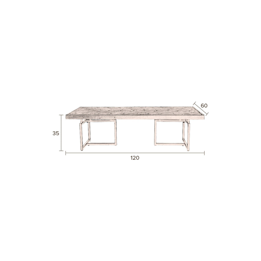 Maattekening salontafel 120 x 60 x 35 cm Dutchbone Class