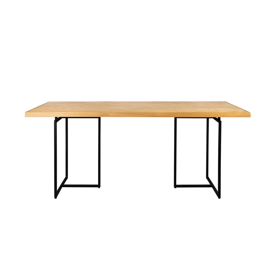 Rechthoekige eettafel 180 x 90 cm acaciafineer zwart staal – Dutchbone Class