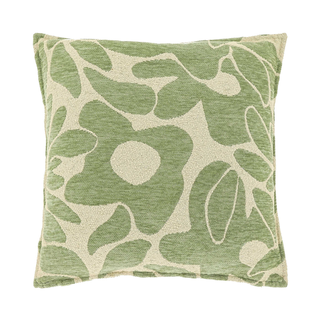 Sierkussen Bloemenprint Groen Creme