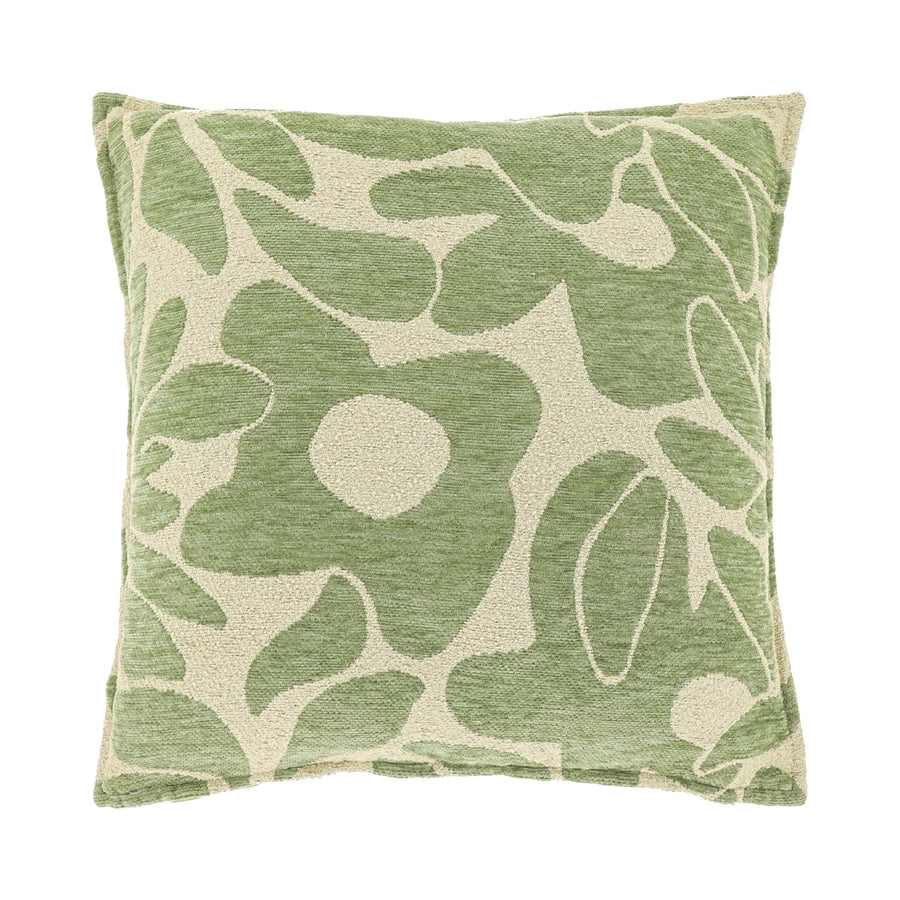 Sierkussen Bloemenprint Groen Creme