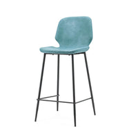 Barkruk Seashell Hoog | Blauw PU Leer