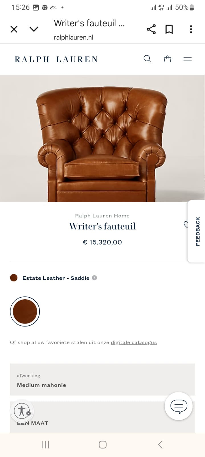 Orgineel gelabeld Ralph Lauren Chesterfield Fauteuil