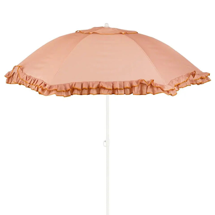 Kantelbare Parasol met Ruches Oranje Roze Strepen 197 cm