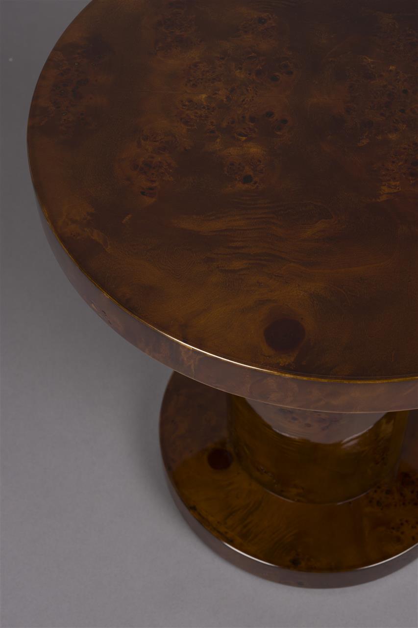 Bijzettafel Wortelhout Hoogglans – Dutchbone Quinn, 2 kleuren