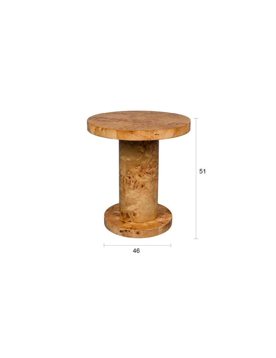 Bijzettafel Wortelhout Hoogglans – Dutchbone Quinn, 2 kleuren