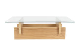 Salontafel Glas met Houten Onderstel – Dutchbone Lucifer, 2 kleuren