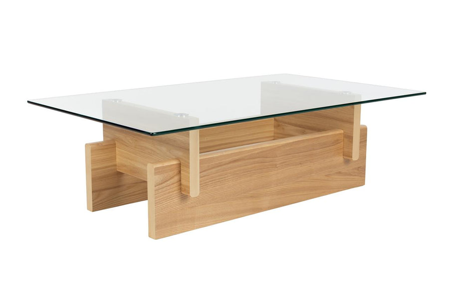 Salontafel Glas met Houten Onderstel – Dutchbone Lucifer, 2 kleuren