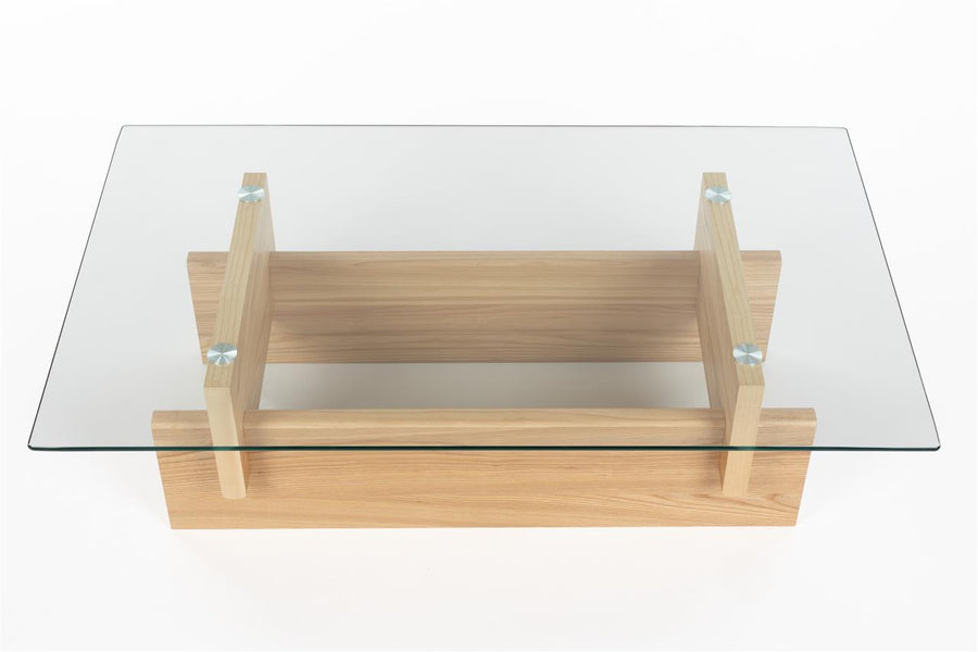 Salontafel Glas met Houten Onderstel – Dutchbone Lucifer, 2 kleuren