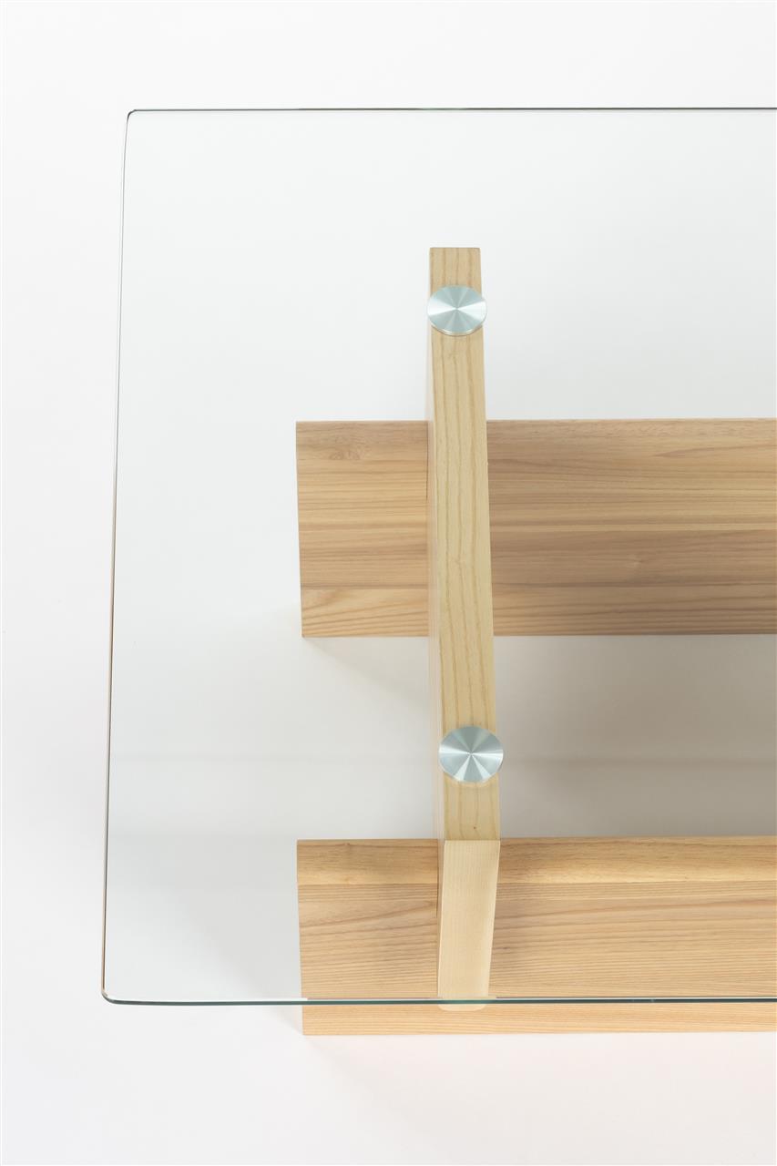 Salontafel Glas met Houten Onderstel – Dutchbone Lucifer, 2 kleuren
