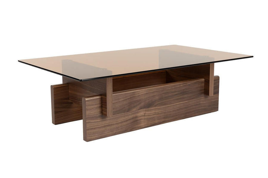 Salontafel Glas met Houten Onderstel – Dutchbone Lucifer, 2 kleuren