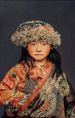 Tibetan Child Blue – Geweven Wandkleed Zonder Lijst