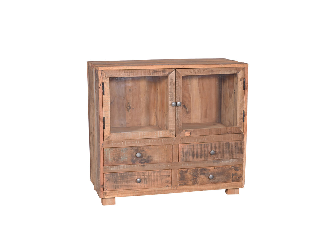 Dressoir naturel 85 x 40 cm met glazen deuren