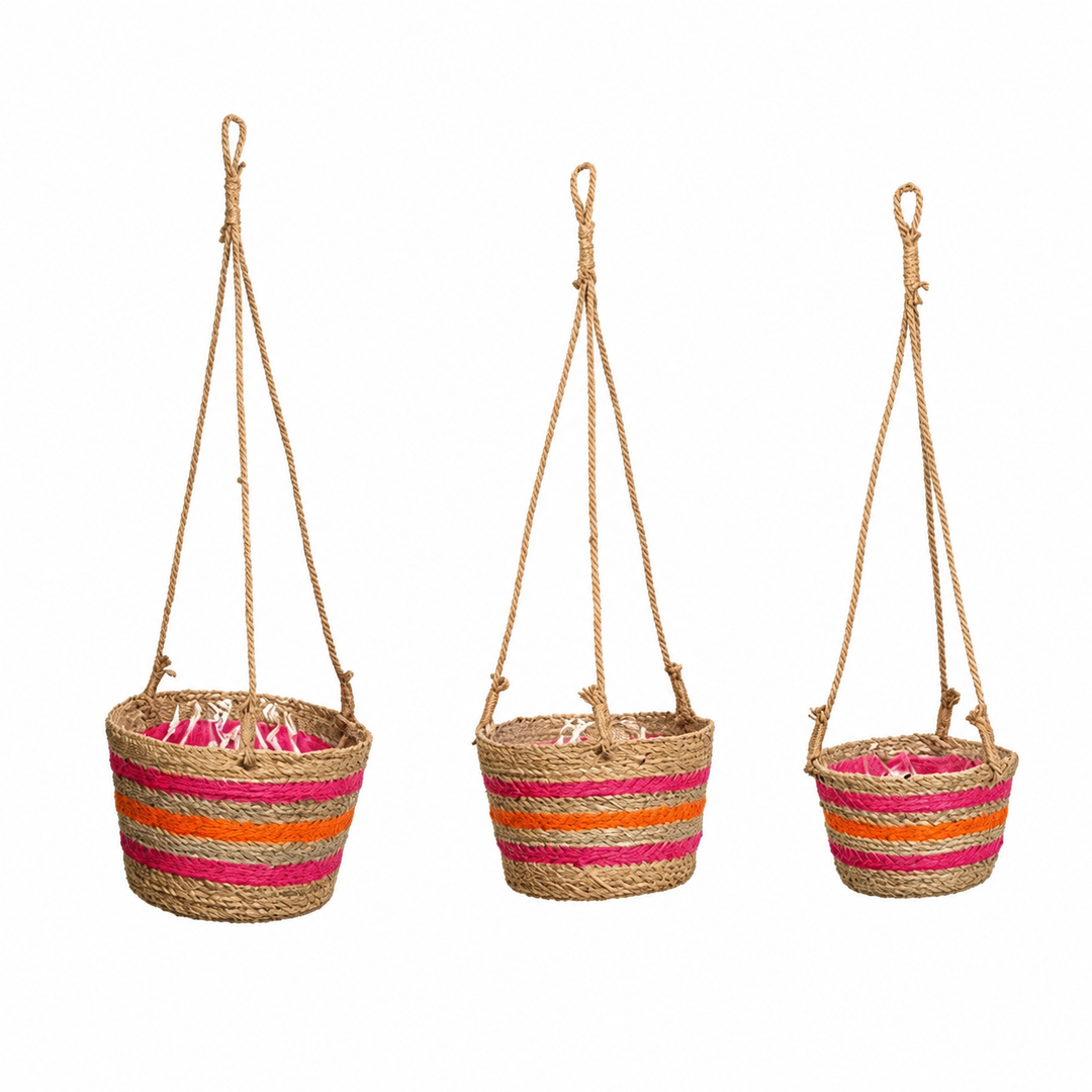 Kleurrijke Hangmand voor Planten – Gevlochten Plantenhanger Set