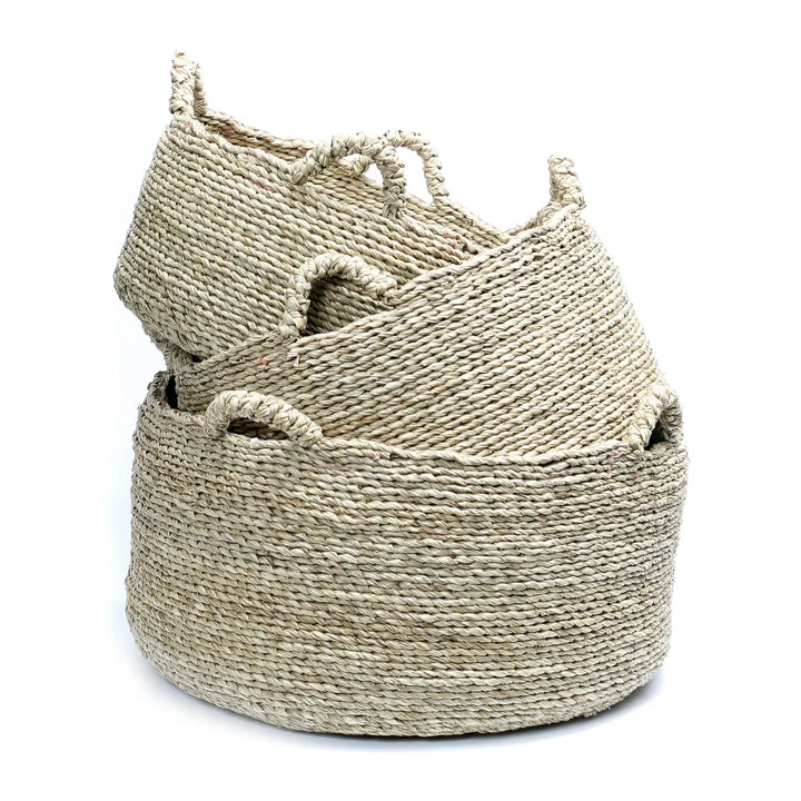 Zeegras Mand met 4 Handvatten – Les Quatre Mains – Naturel – Maat L