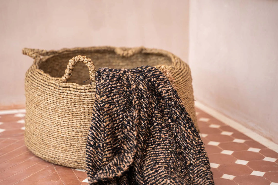 Zeegras Mand met 4 Handvatten – Les Quatre Mains – Naturel – Maat L