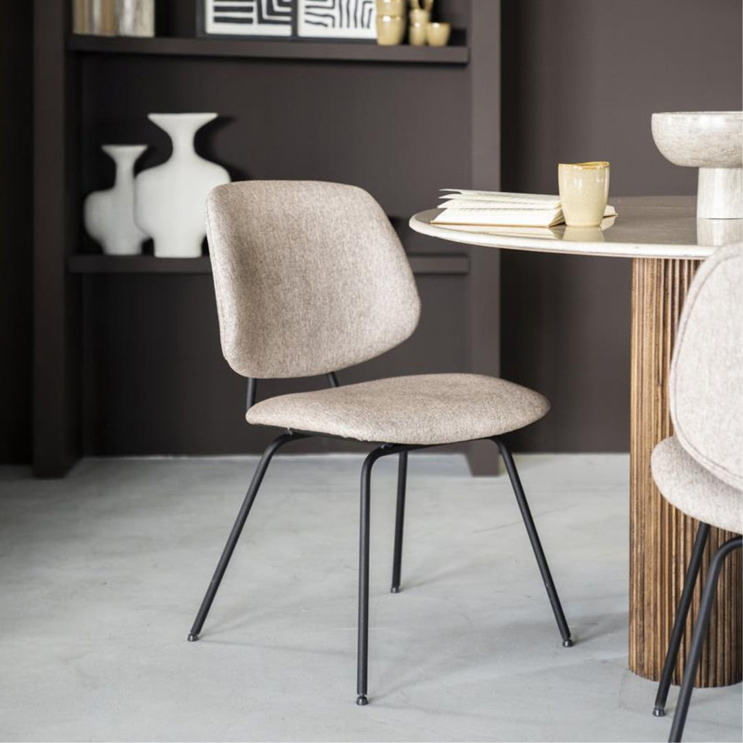 Stoel Lynn – stof & metaal beige fletcher