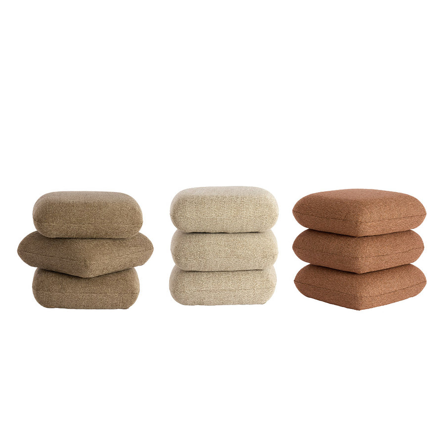 Poef Laurie in taupe, creme en terra