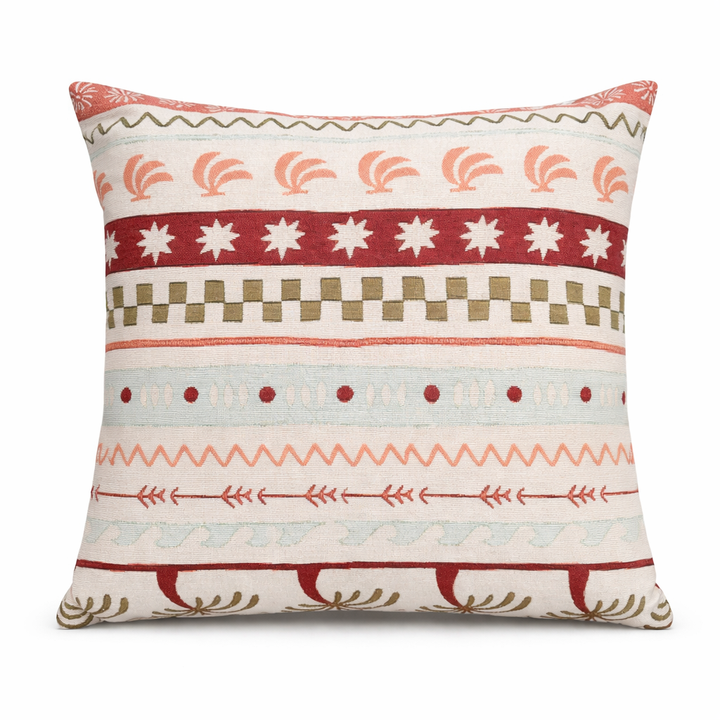 Lente Bohemian Sierkussen 45x45 cm – Terracotta Strepen Design