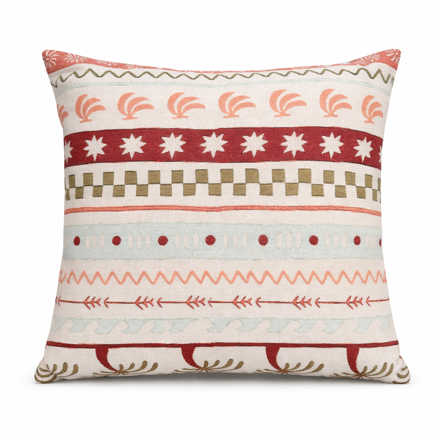 Lente Bohemian Sierkussen 45x45 cm – Terracotta Strepen Design