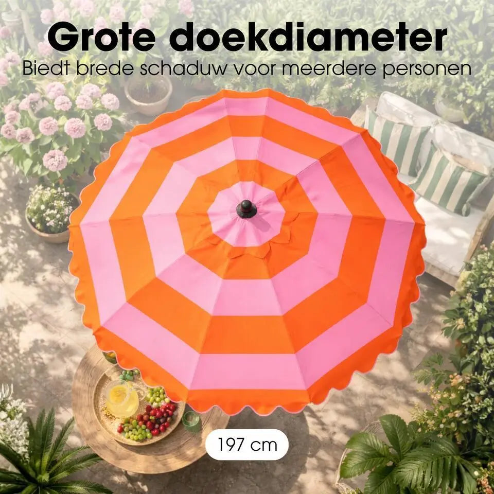Kantelbare Parasol met Ruches Oranje 195 cm