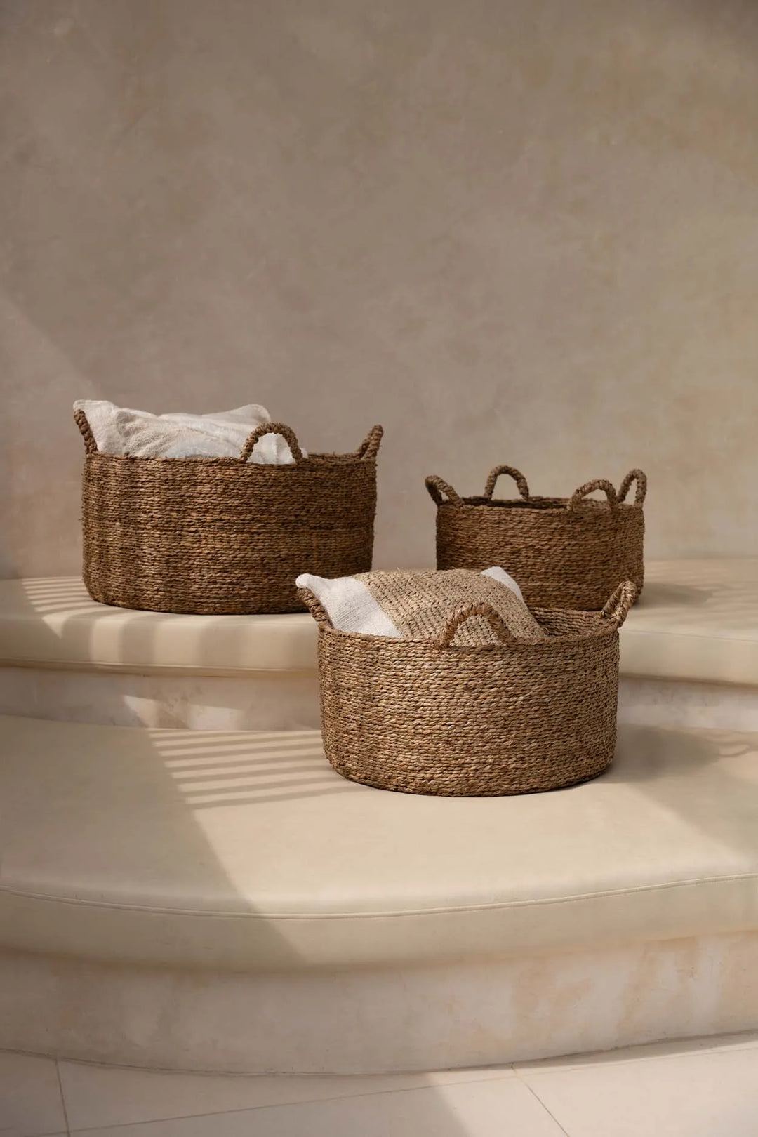 Zeegras Mand met 4 Handvatten – Les Quatre Mains – Naturel – Maat L