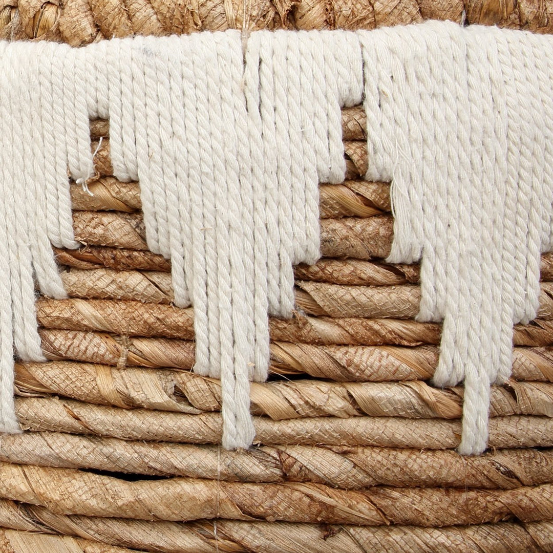 Banana Stitched Wasmand – L – Naturel/Wit