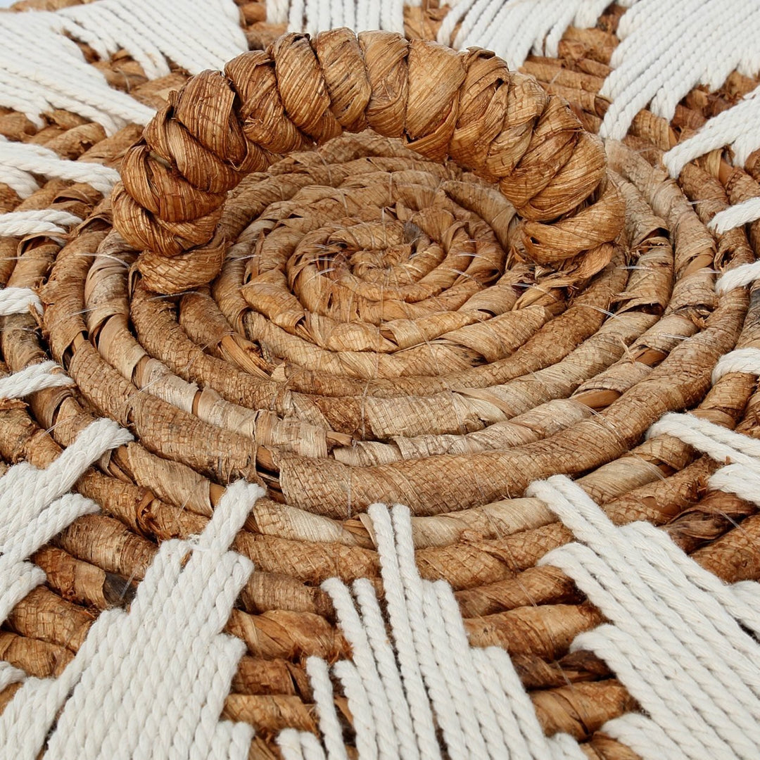 Banana Stitched Wasmand – M – Naturel/Wit