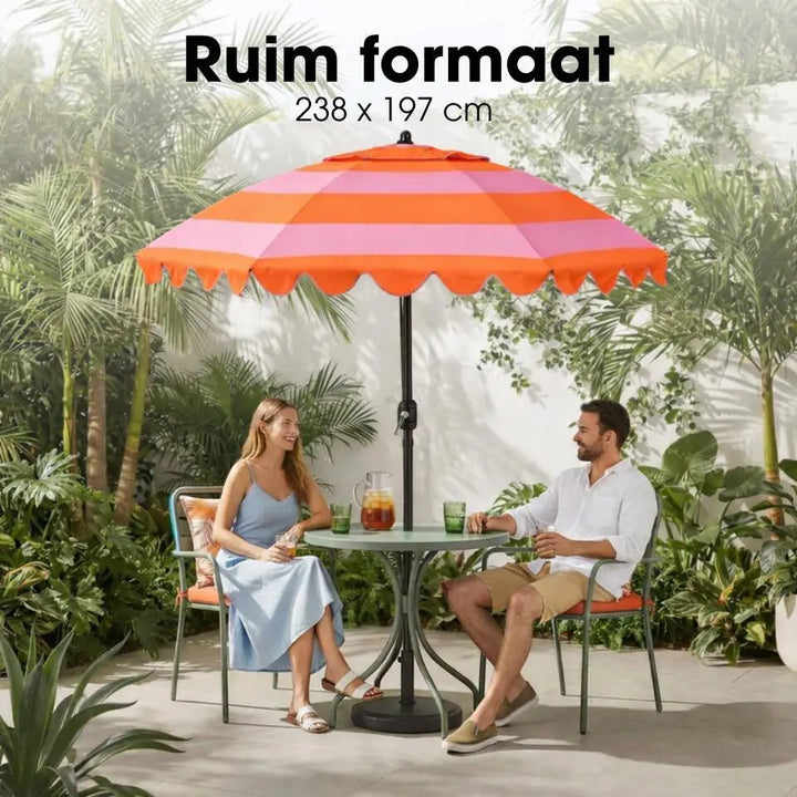 Kantelbare Parasol met Ruches Oranje 195 cm