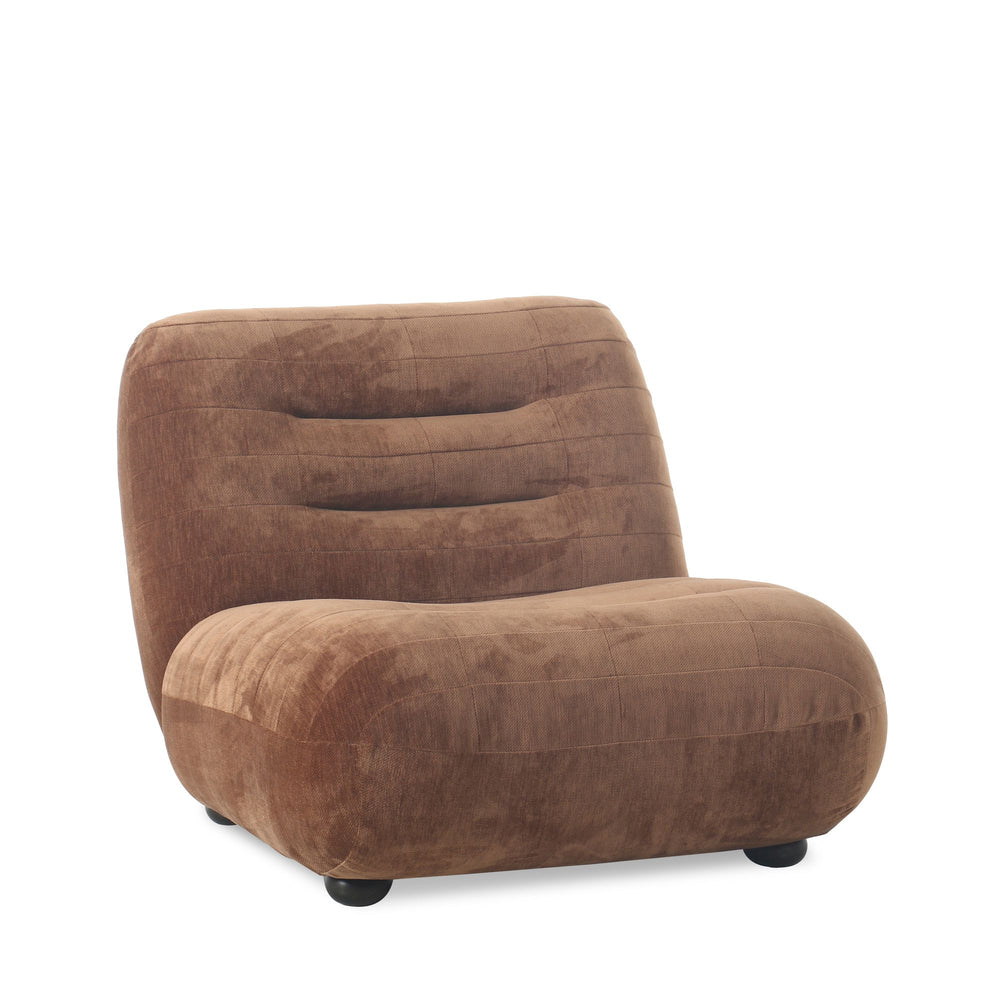 Lage loungefauteuil velours cognac 87 cm – Dutchbone Wyatt