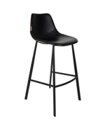 Barkruk 80 cm zwart leerlook met zwart onderstel – Dutchbone Franky