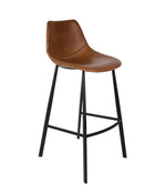 Barkruk 80 cm bruin leerlook met zwart onderstel – Dutchbone Franky