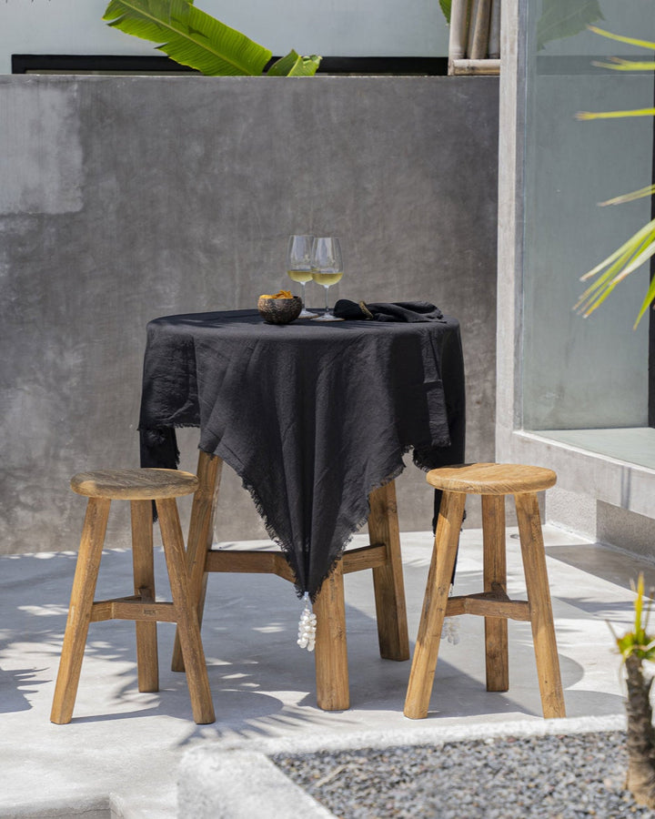 Luxe Linnen Tafelkleed – Zwart – 150x150 cm