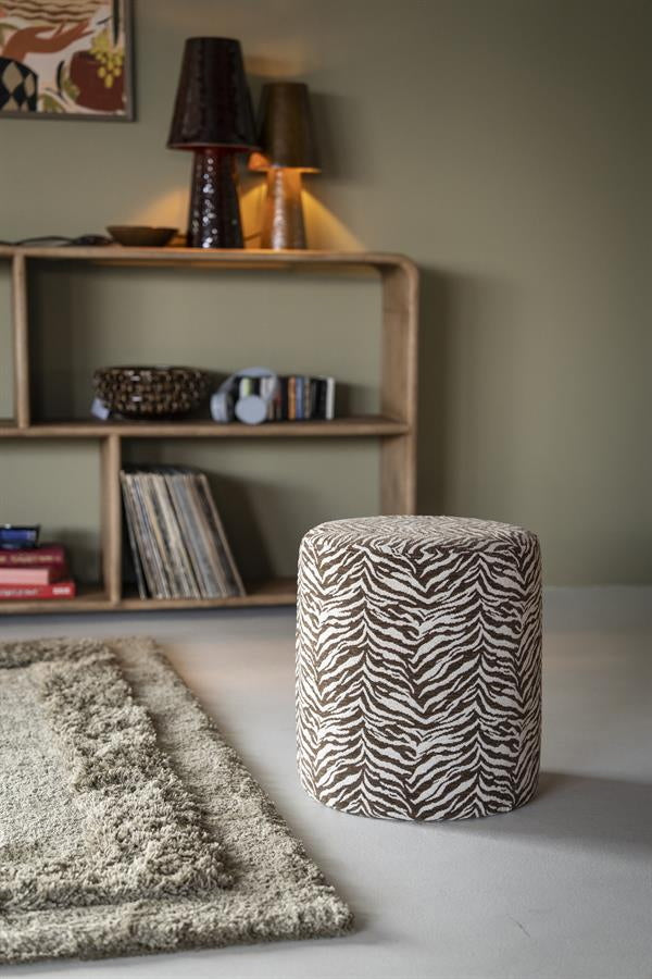 Poef Tigra – polyester & hout bruin