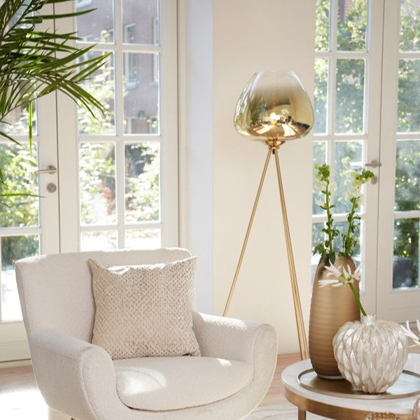 Light & Living Vloerlamp Mayson Driepoot Glas Goud 146cm