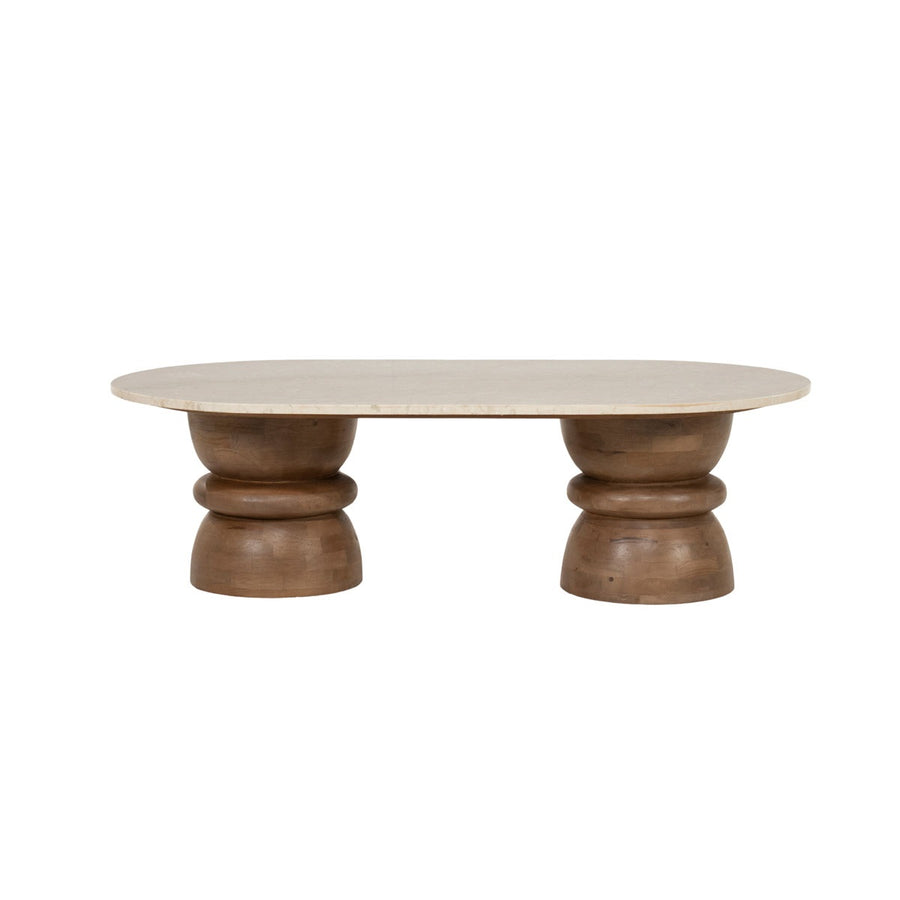 Salontafel Pippa – mangohout & Botochino marmer