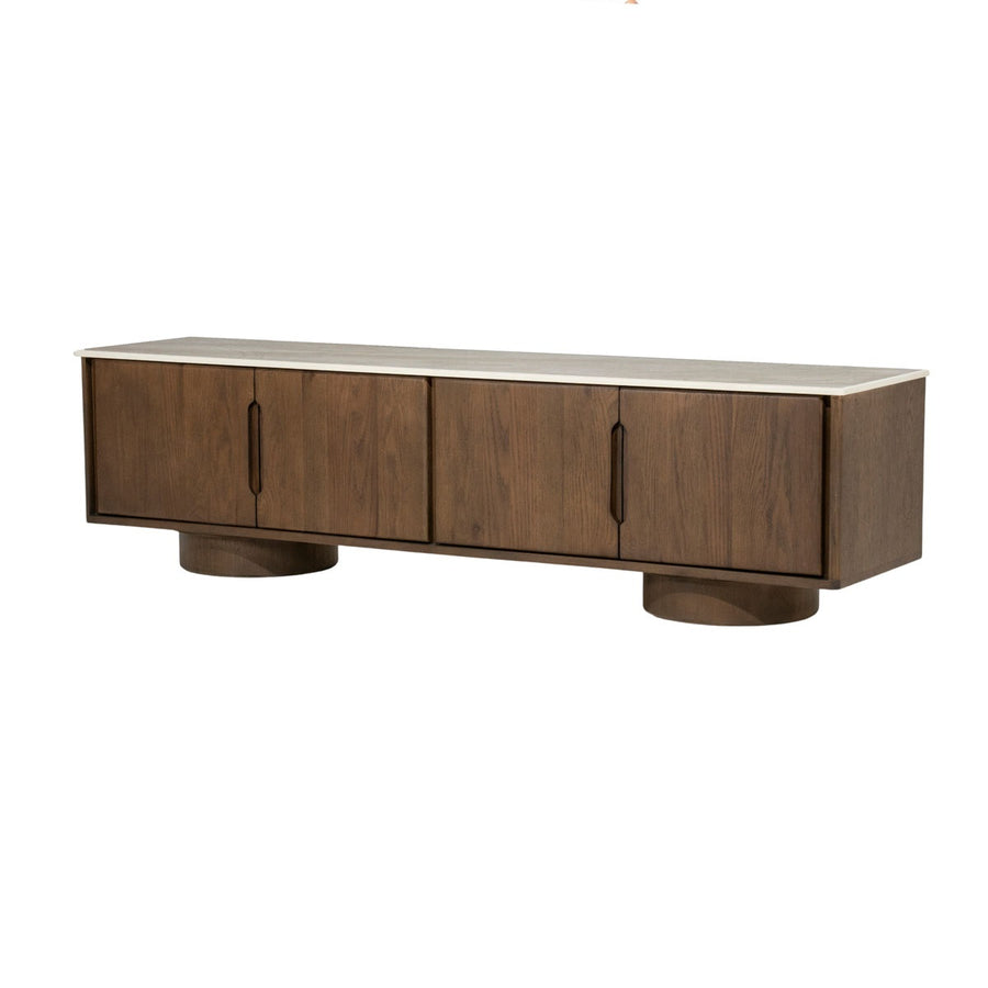 TV-meubel Leandro 180 cm 4 deuren – eikenfineer & keramiek
