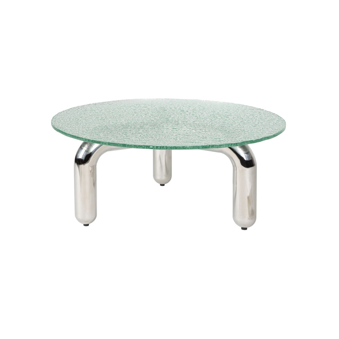 Ronde glazen salontafel 80 cm met rvs onderstel – Dutchbone Marly