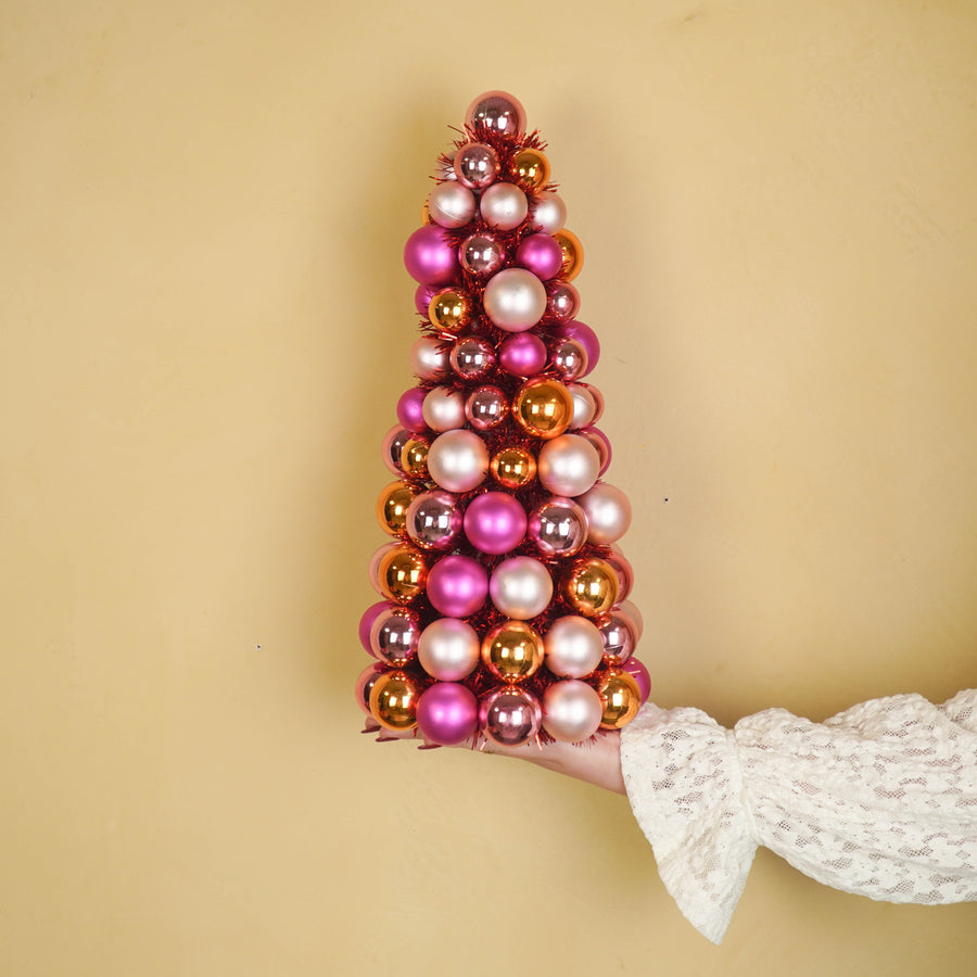 Kerstboompje van Kerstballen Roze & Oranje – 41 cm