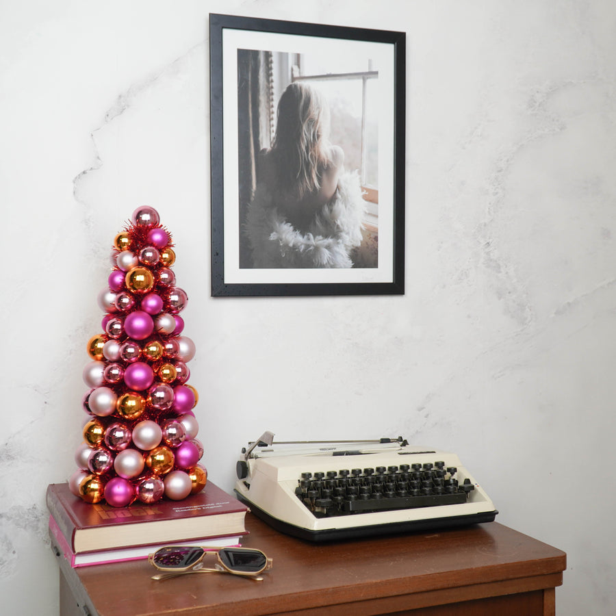 Kerstboompje van Kerstballen Roze & Oranje – 41 cm