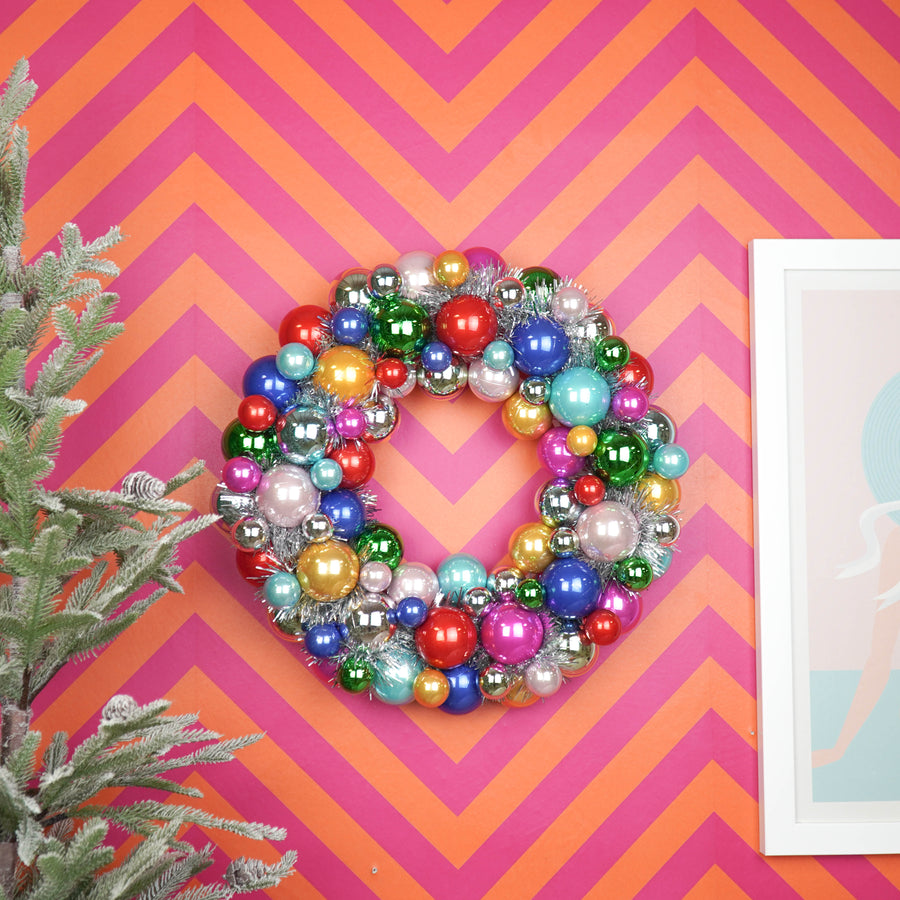 Kerstkrans Kerstballen Multicolour – 34 cm