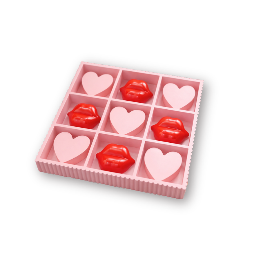 Boter-Kaas-en-Eieren Spel – Hartjes & Lippen – Roze