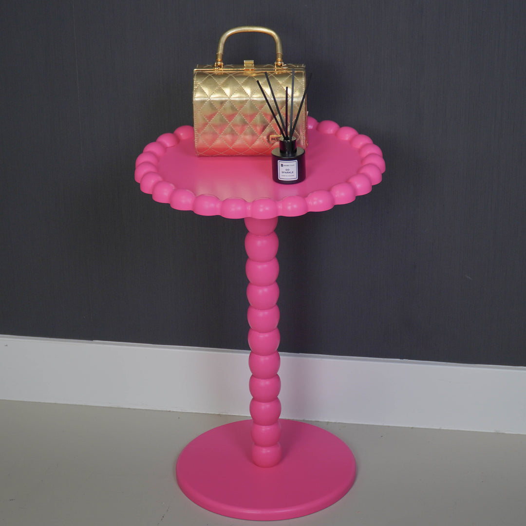 Ronde Bijzettafel Pearl – Neon Pink – Ø 38 × 55 cm