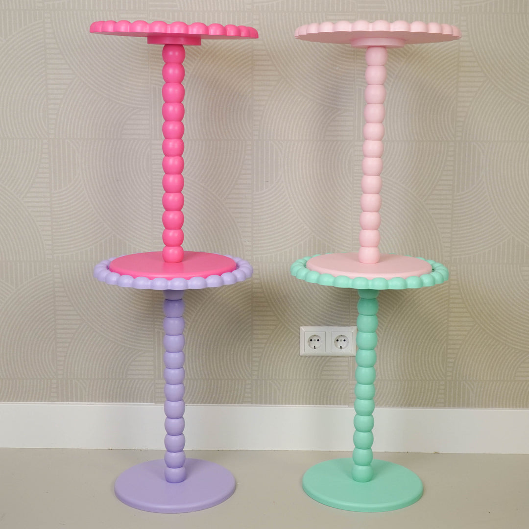 Ronde Bijzettafel Pearl – Neon Pink – Ø 38 × 55 cm