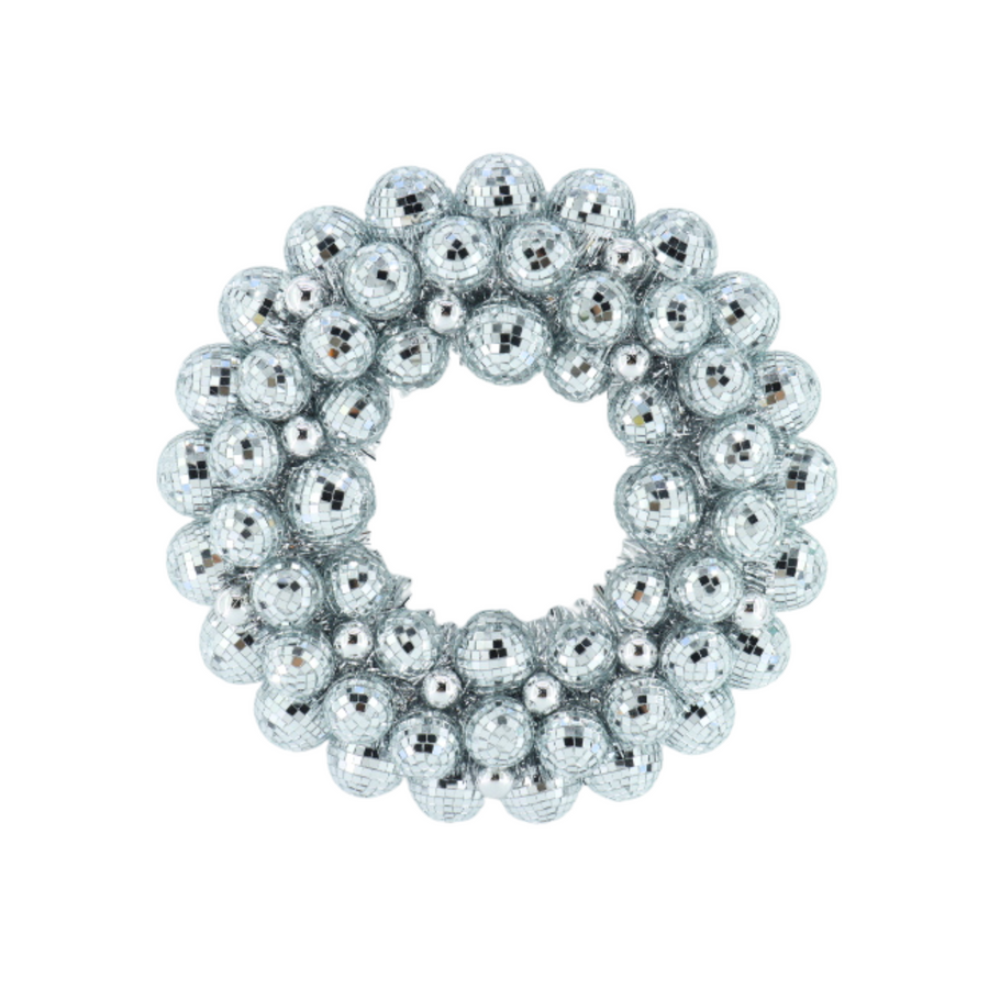 Kerstkrans Discoballen Zilver – 40 cm
