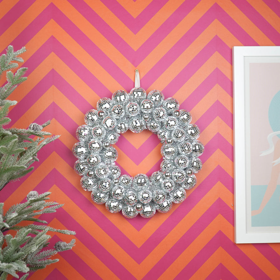 Kerstkrans Discoballen Zilver – 40 cm