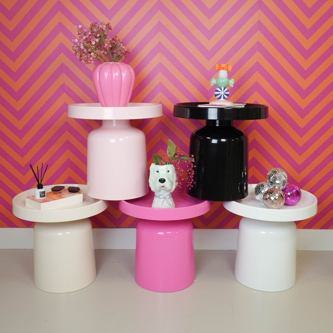 Metalen Bijzettafel Pawn – Neon Pink – Ø 43 × 42 cm