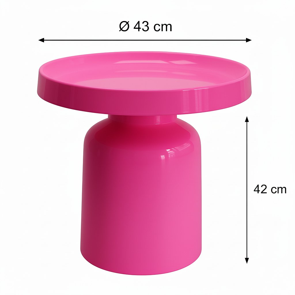 Metalen Bijzettafel Pawn – Neon Pink – Ø 43 × 42 cm
