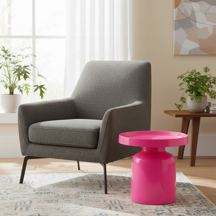 Metalen Bijzettafel Pawn – Neon Pink – Ø 43 × 42 cm